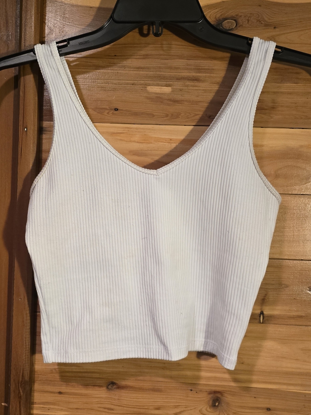 Hollister Ribbed V-Neck Tank Top - White
